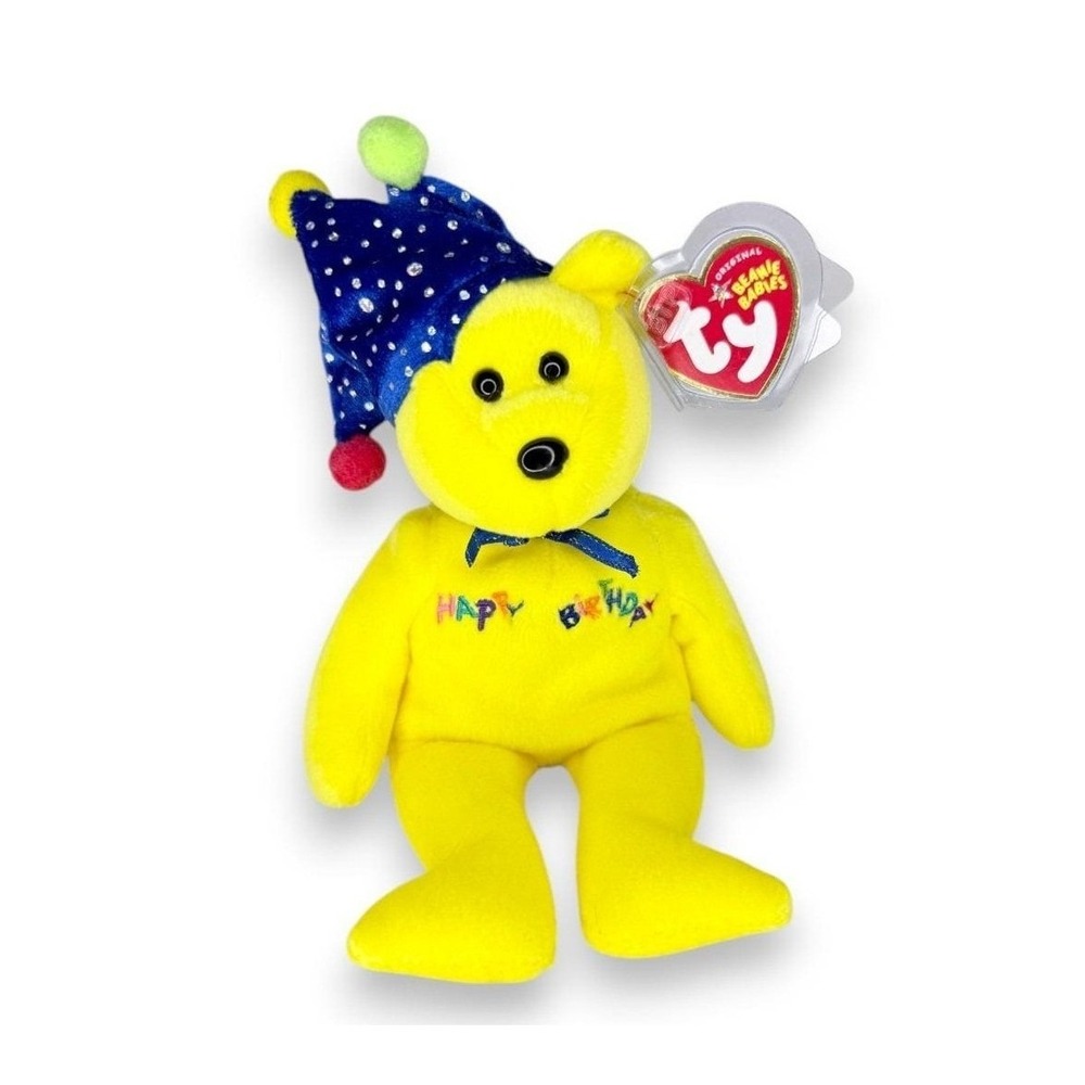 Happy Birthday the Bear Ty Beanie Baby | Blue Party Time | Mint Heart Tag